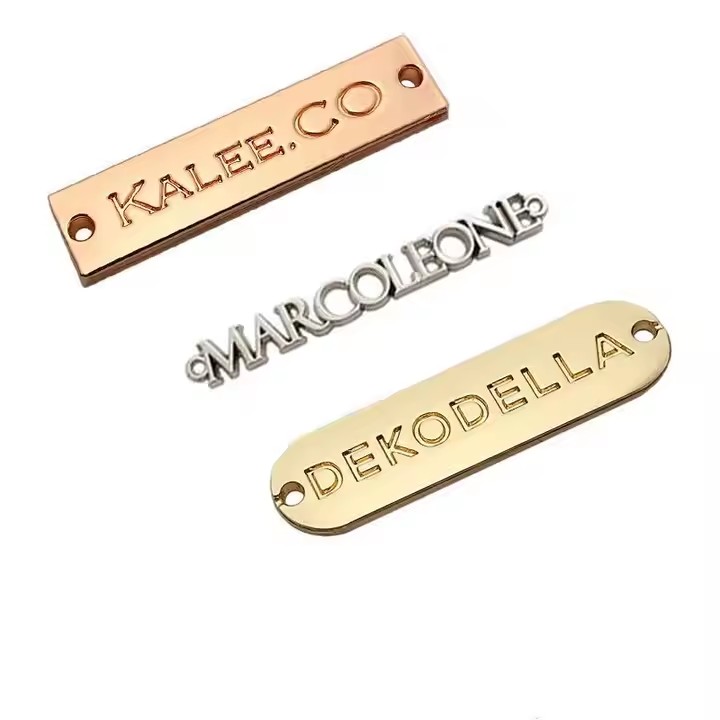 Personalized aluminum metal tag with engraved logo for branding and asset labeling