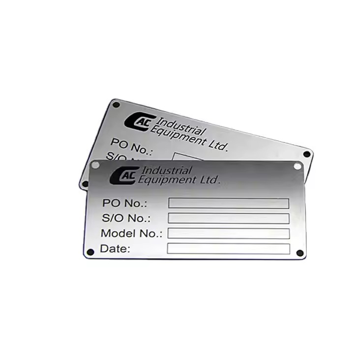 Laser engraved stainless steel machine ID plate with custom serial number