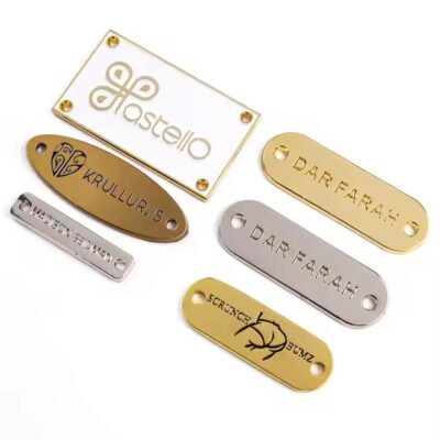 Custom etched brass label with strong adhesive backing for industrial use