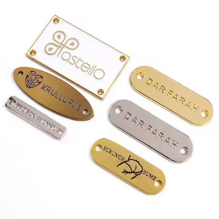 Custom etched brass label with strong adhesive backing for industrial use