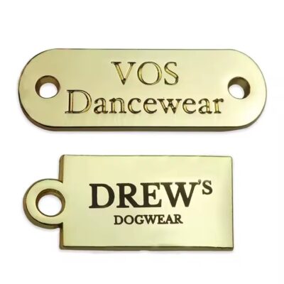 Custom etched brass label with strong adhesive backing for industrial use