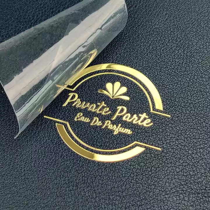 Custom die-cut metal sticker with 3M adhesive backing for durable labeling