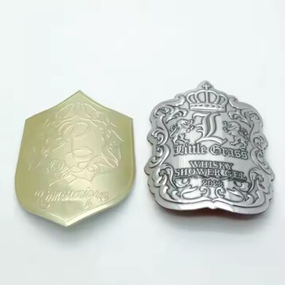 Custom aluminum label for whiskey bottle branding and liquor packaging