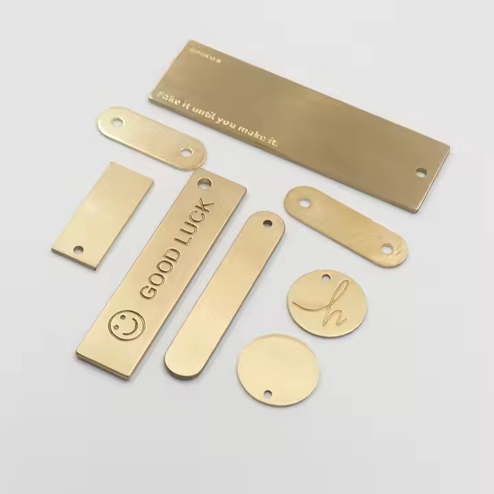 Etched stainless steel label with custom logo for branding