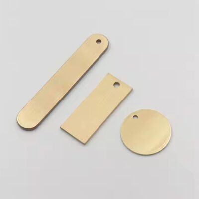 Etched stainless steel label with custom logo for branding