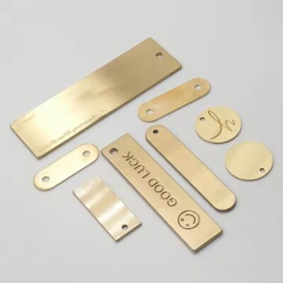 Etched stainless steel label with custom logo for branding
