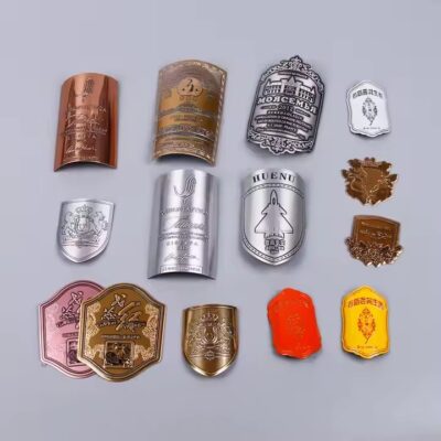 3D embossed metal wine label sticker with strong adhesive