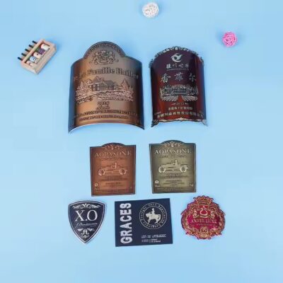 3D embossed luxury metal wine label sticker