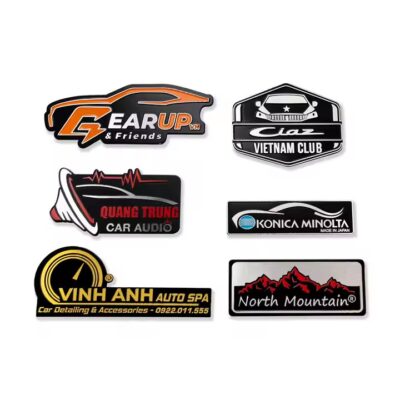 Embossed metal label with 3M strong adhesive backing