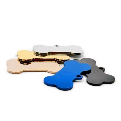 Bone-shaped engraved stainless steel pet ID tag for dogs
