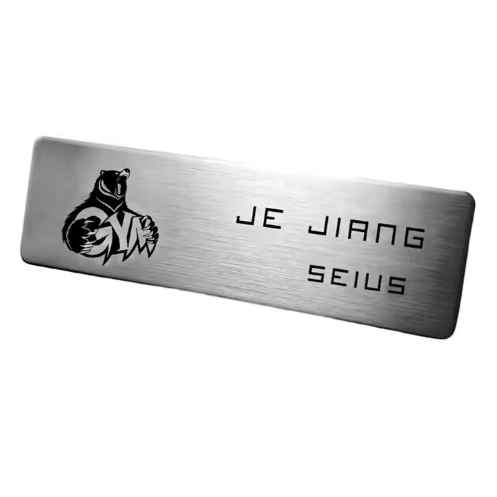 Embossed screen printed aluminum label with permanent adhesive for industrial use