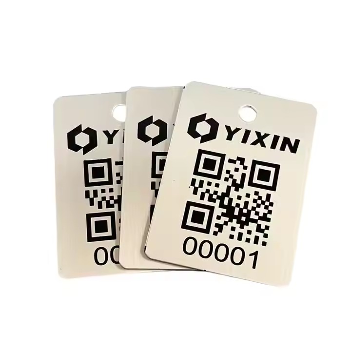 Unique black metal QR code label for durable asset identification
