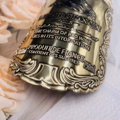 Curved waterproof metal adhesive label for luxury bottles