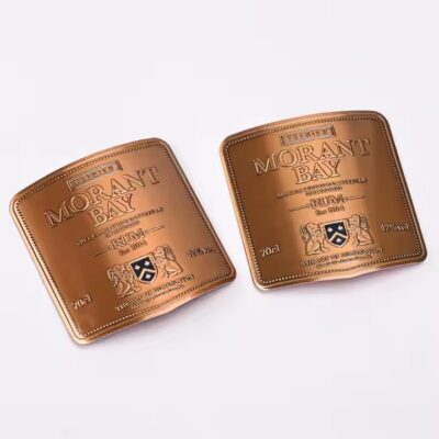 Luxury 3D metal wine bottle label with embossed design