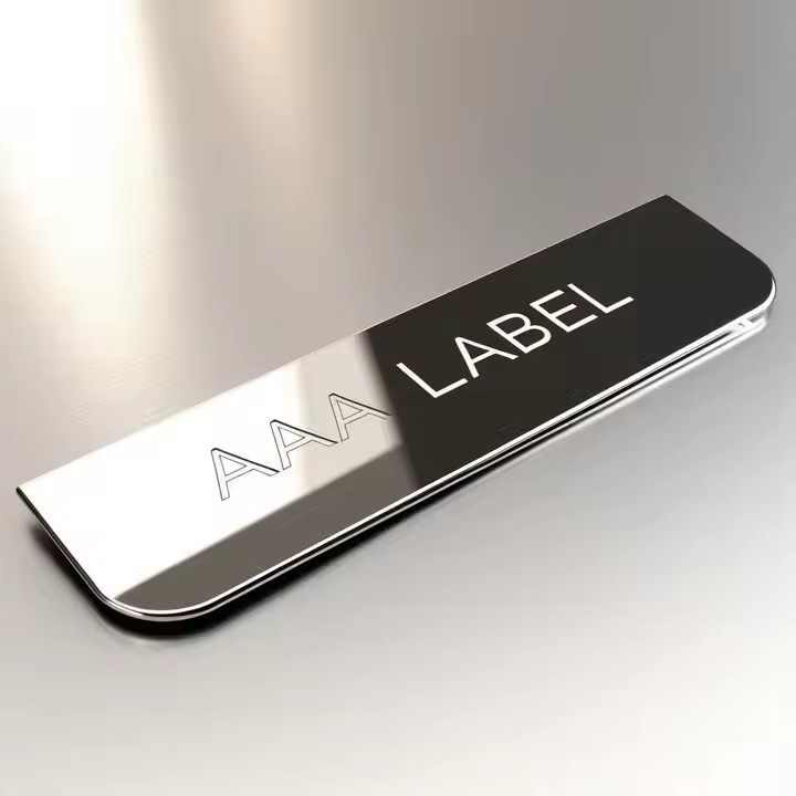 Durable embossed metal label for premium product branding