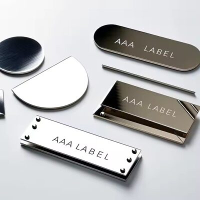Durable embossed metal label for premium product branding