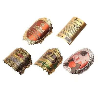 Luxury 3D embossed metal adhesive label for perfume bottles

