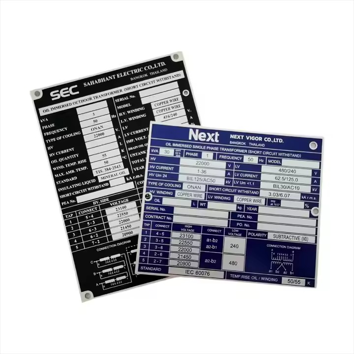 Custom industrial metal tags for machine branding and identification