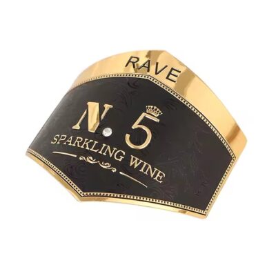 Engraved metal wine bottle adhesive label for luxury branding