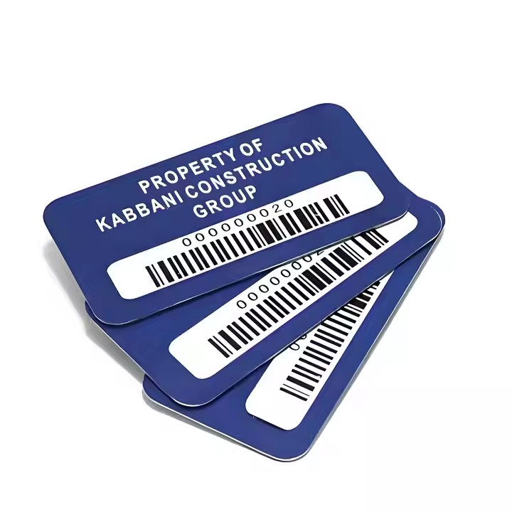 Adhesive metal barcode label for industrial asset tracking