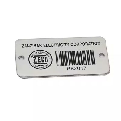 Adhesive metal barcode label for industrial asset tracking