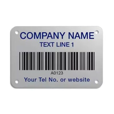 Adhesive metal barcode label for industrial asset tracking