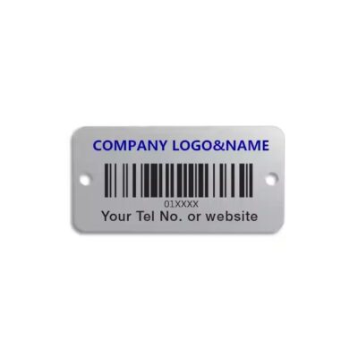 Custom aluminum metal barcode label for equipment