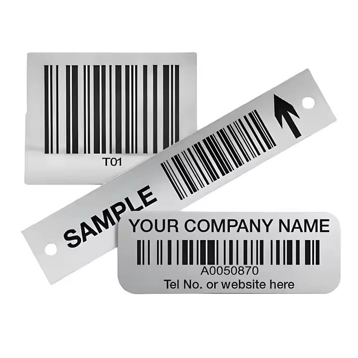 Custom metal asset barcode sticker label