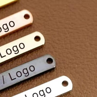 Custom brushed brass decorative gift label with elegant finish