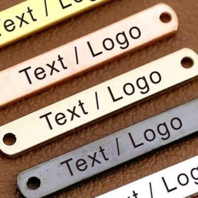 Custom brushed brass decorative gift label with elegant finish