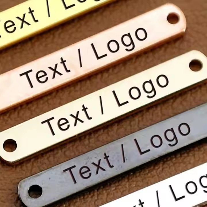 Custom brushed brass decorative gift label with elegant finish
