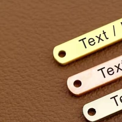 Custom brushed brass decorative gift label with elegant finish