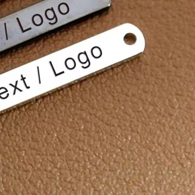 Custom brushed brass decorative gift label with elegant finish