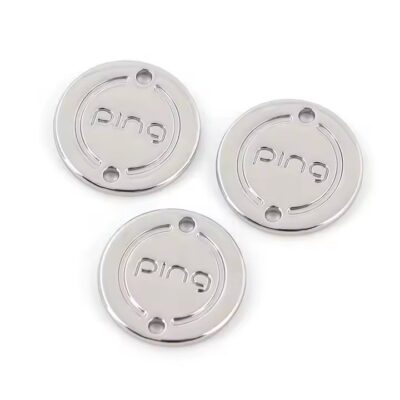 Custom engraved letter metal label with precise lettering