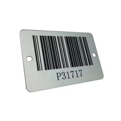 Custom laser engraved metal ID barcode tag
