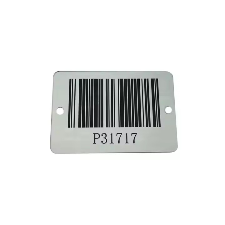 Custom laser engraved metal ID barcode tag