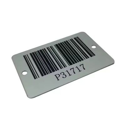 Custom laser engraved metal ID barcode tag