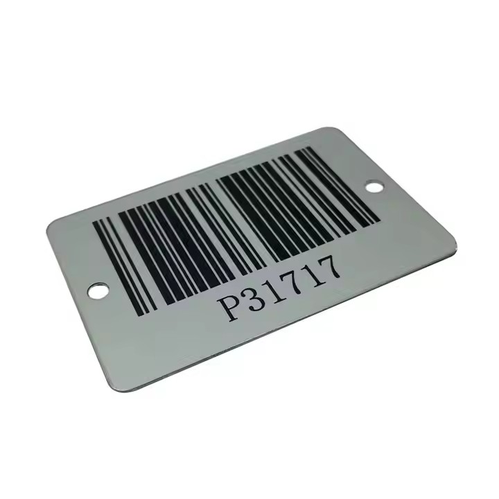 Custom laser engraved metal ID barcode tag
