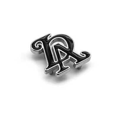 Custom metal hat label tag with engraved logo on baseball cap