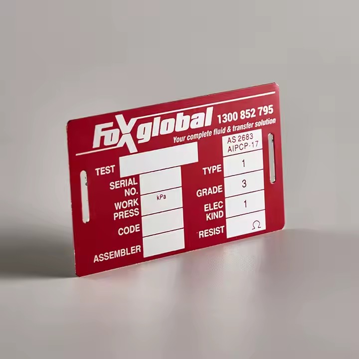 High-quality custom industrial metal label for machinery and equipment