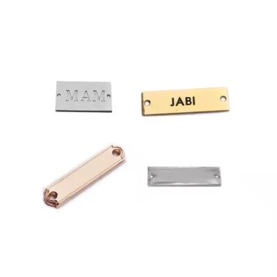 Custom engraved metal label for clothing brand logo