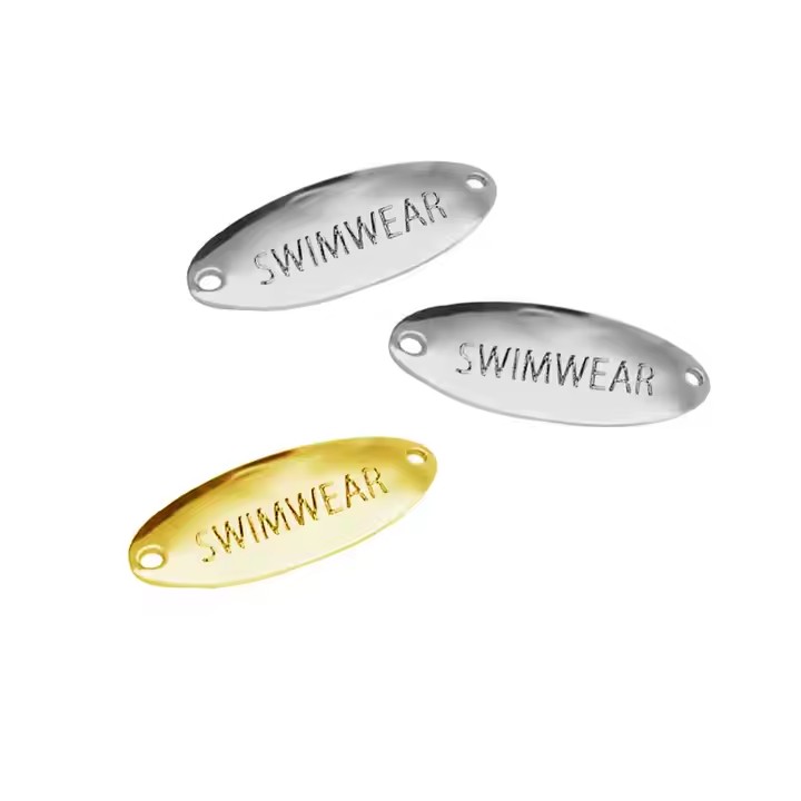 Custom engraved metal label for clothing brand logo