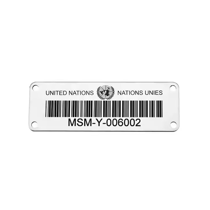 Custom unique barcode asset tracking metal tag