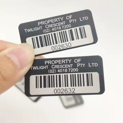Custom serial number metal barcode label for sales tracking