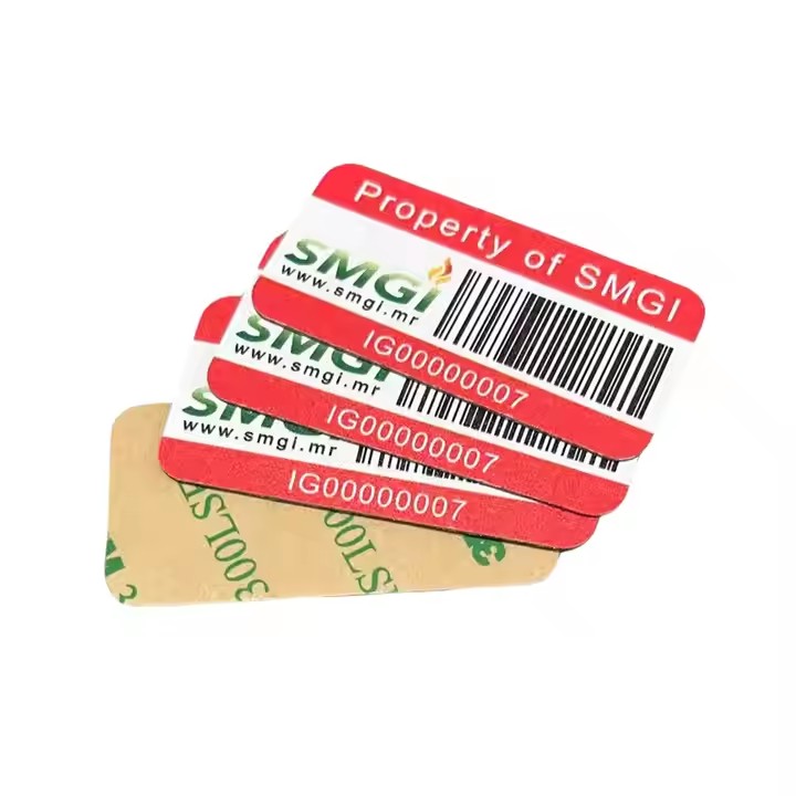 Custom UV printed metal barcode label with serial number