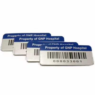 Custom UV printed metal barcode label with serial number