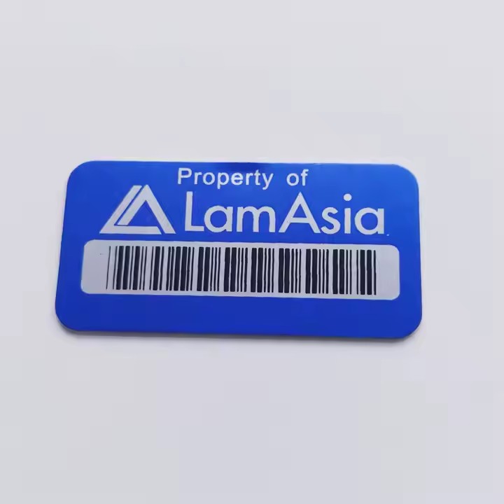 Photo-anodized metal barcode label with 3M adhesive for industrial use