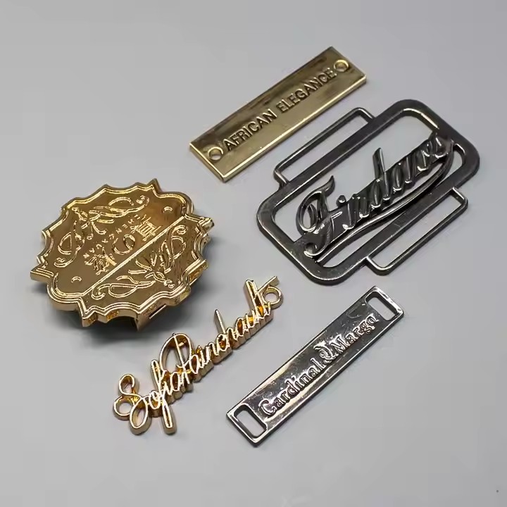 Custom self-adhesive metal label for clothing branding