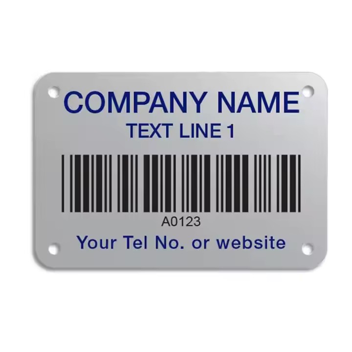Self-adhesive stainless steel QR code metal label for industrial assets
