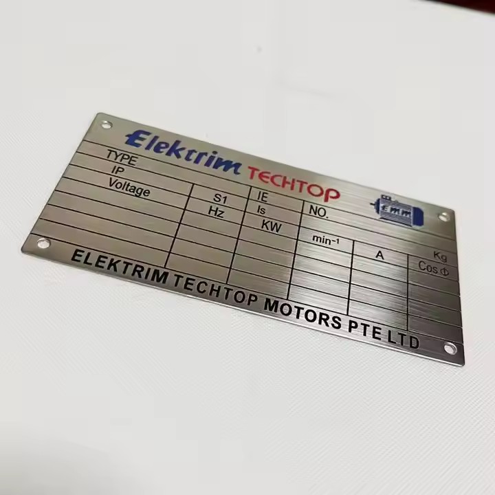 Custom stainless steel industrial metal label for machinery equipment